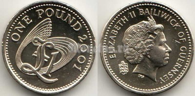 монета Гернси 1 фунт 2001 год