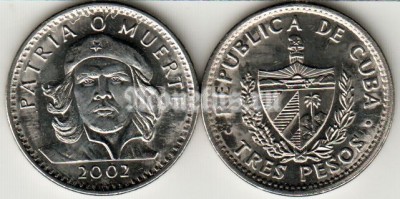 монета Куба 3 песо 2002 год Че Гевара