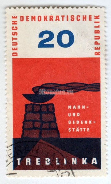 марка ГДР 20 пфенниг "Treblinka monument" 1963 год Гашение