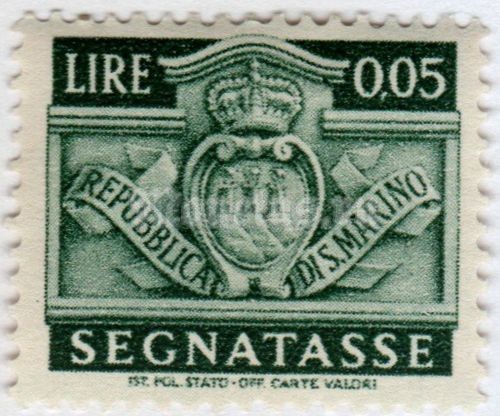марка Сан-Марино 0,05 лиры "Taxe - new desing 1945" 1945 год