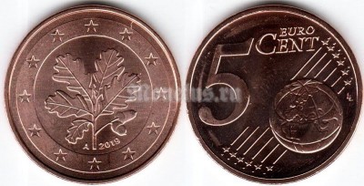 монета Германия 5 евроцентов 2019 год