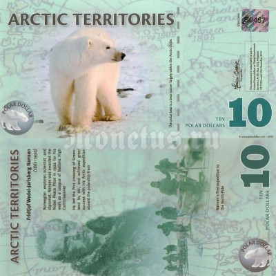 Бона Арктика 10 долларов 2010 год, пластик