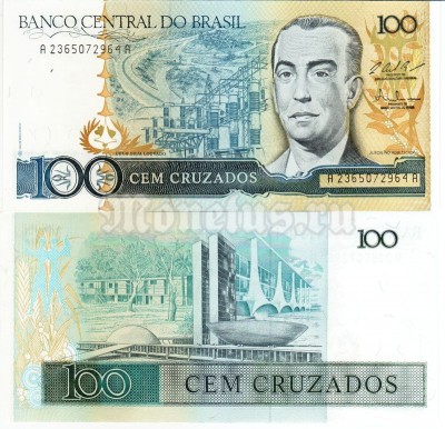 бона Бразилия 100 крузадо 1986-1988 год подпись № 2