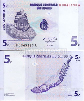 бона Конго 5 сантим 1997 год