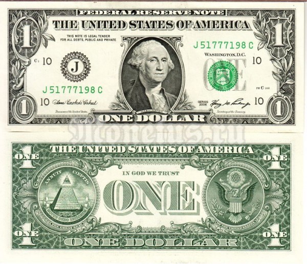 банкнота США 1 доллар 2006 год J