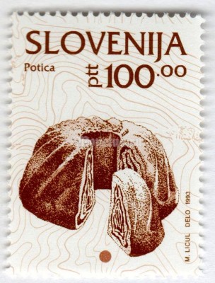 марка Словения 100 толар "Nut cake" 1993 год