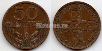 монета Португалия 50 сентаво 1970 год
