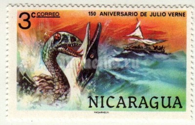 марка Никарагуа 3 сентаво "150-летию Жюль Верна" 1978 год