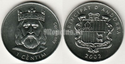 монета Андорра 1 сентим 2002 год