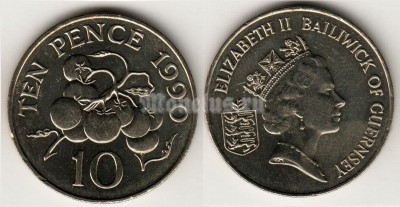 монета Гернси 10 пенсов 1990-2012 год