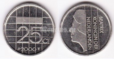 монета Нидерланды 25 центов 2000 год