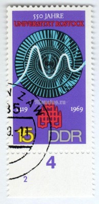 марка ГДР 15 пфенниг "Steam Turbine" 1969 год Гашение