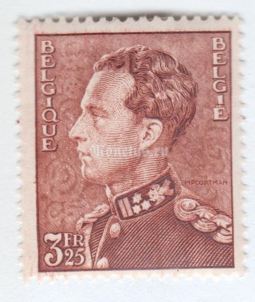 марка Бельгия 3,25 франка "King Leopold III" 1941 год 