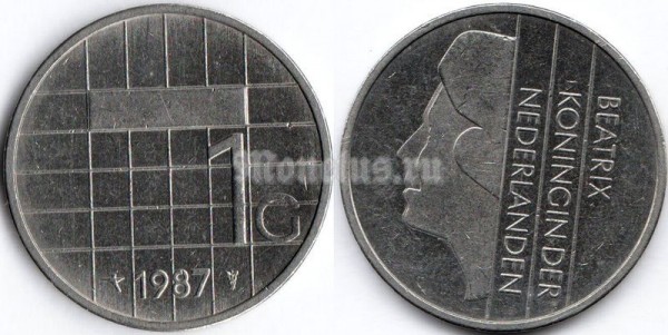 монета Нидерланды 1 гульден 1987 год