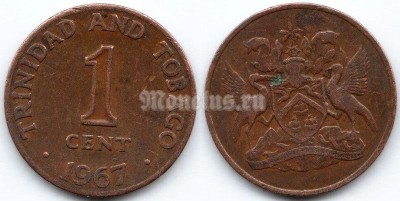 монета Тринидад и Тобаго 1 цент 1967 год