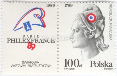 сцепка Польша 100 злотых "Woman Wearing a Phrygian" 1989 год