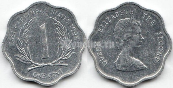 монета Восточные Карибы 1 цент 1998 год