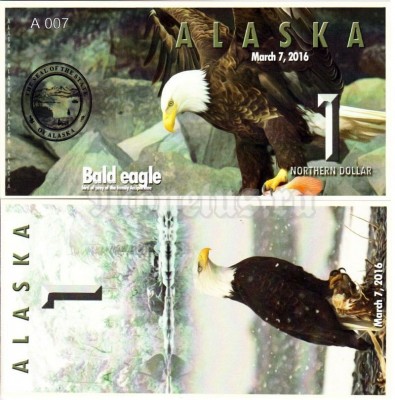 бона Аляска 1 северный доллар 2016 год - Орёл (выпуск 2-й) 