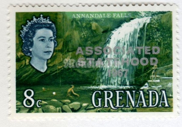 марка Гренада 8 центов "Annandale Falls (overprinted)" 1967 год