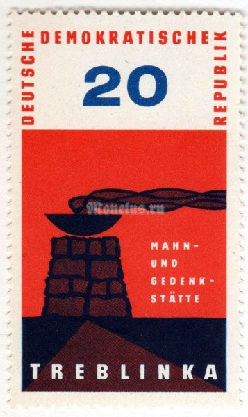 марка ГДР 20 пфенниг "Treblinka monument" 1963 год 