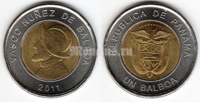 монета Панама 1 бальбоа 2011 год