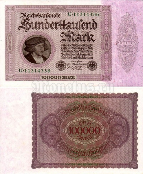 банкнота Германия 100 000 марок 1923 год