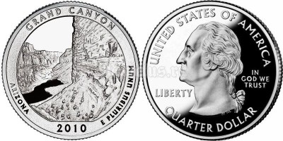 монета США 25 центов 2010 год Аризона Гранд Каньон, 4-й