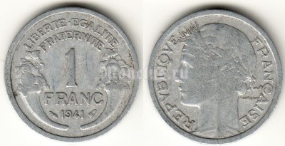 монета Франция 1 франк 1941 год (алюминий)