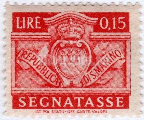марка Сан-Марино 0,15 лиры "Taxe - new desing 1945" 1945 год