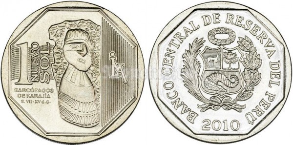 монета Перу 1 новый соль 2010 год Серия богатство и гордость Перу - Карахиа
