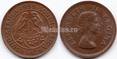 монета ЮАР 1/4 пенни 1955 год
