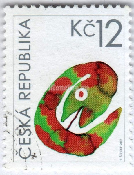 марка Чехия 12 крон "The Snake" 2007 год Гашение
