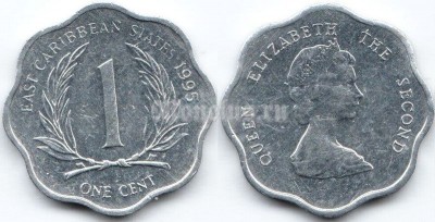 монета Восточные Карибы 1 цент 1995 год