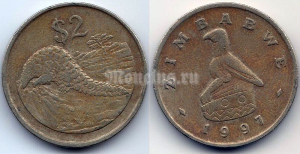 монета Зимбабве 2 доллара 1997 год