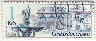 марка Чехословакия 1 крона "PRAGA ’88 - Prague fountains" 1988 год Гашение