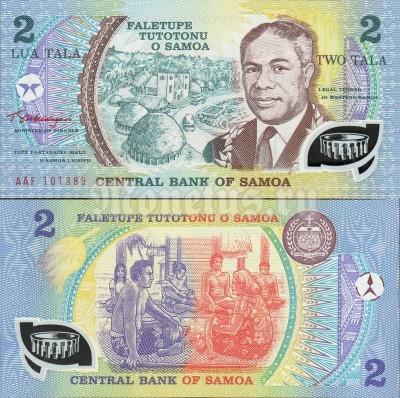 банкнота Самоа 2 тала 1990 год пластик