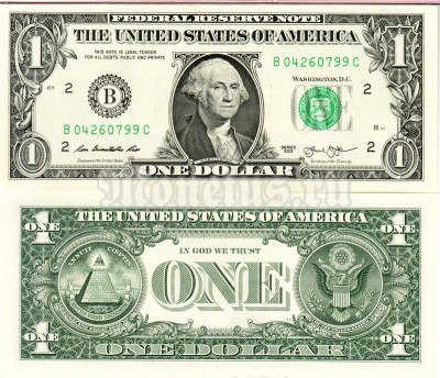 банкнота США 1 доллар 2013 год B