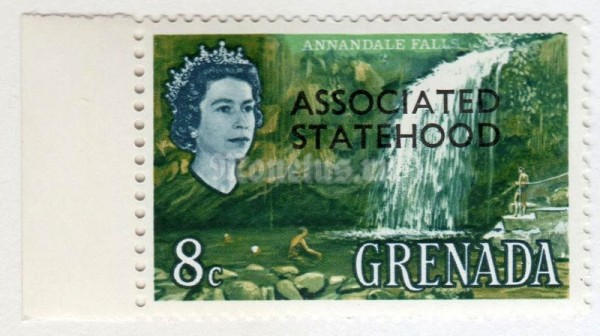 марка Гренада 8 центов "Annandale Falls (overprinted)**" 1967 год