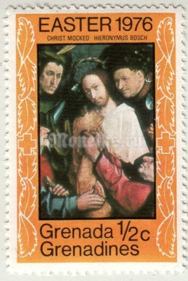 марка Гренада Гренадины 1/2  цента "Иисус Христос" 1976 год