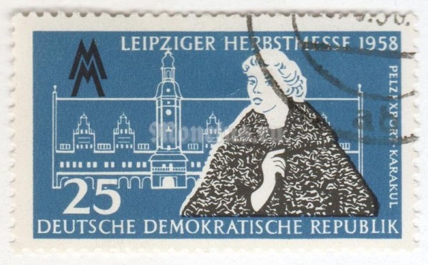 марка ГДР 25 пфенниг "Old town hall" 1958 год Гашение