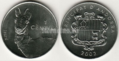 монета Андорра 1 сентим 2002 год Изар
