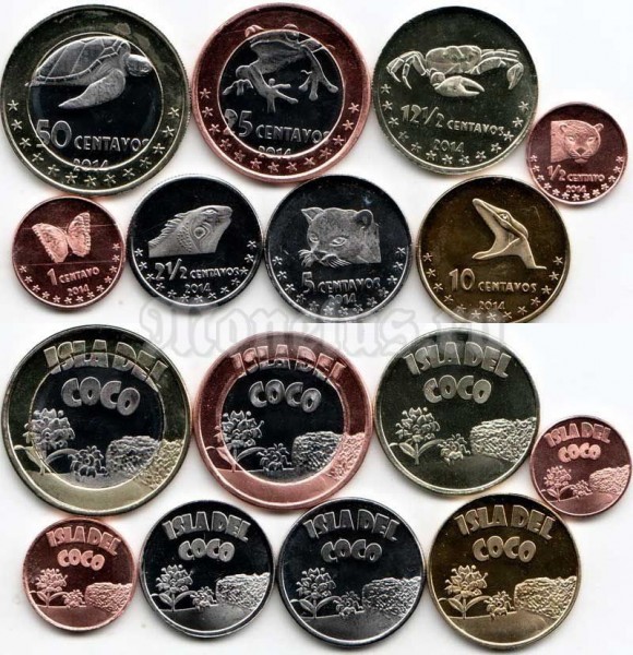 Кокосовы острова набор из 8-ми монетовидных жетонов 2014 год фауна