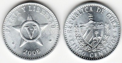 Монета Куба 5 сентаво 2008 год