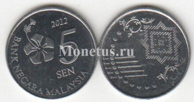монета Малайзия 5 сен 2012 год