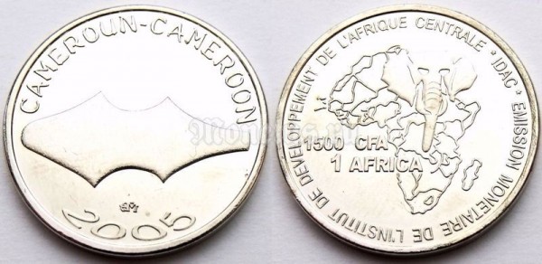 Монета Камерун 1 африка/1500 франков 2005 год - Первобытные деньги мамбила