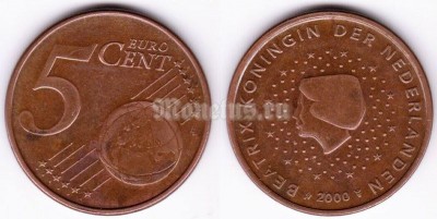 монета Нидерланды 5 евро центов 2000 год