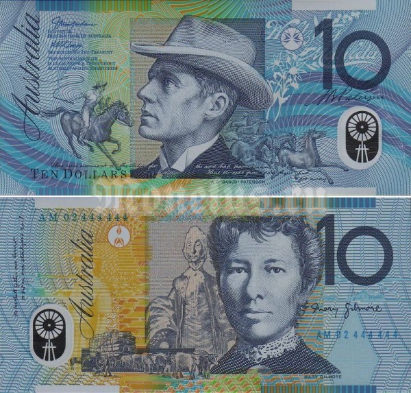 банкнота Австралия 10 долларов 2002 - 2012 год, пластик