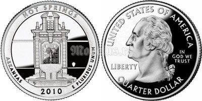 монета США 25 центов 2010 год Арканзас Hot Springs Park, 1-й