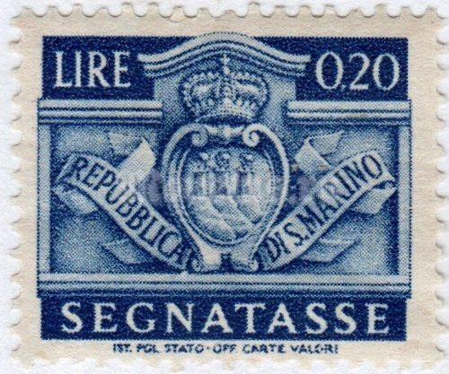 марка Сан-Марино 0,20 лиры "Taxe - new desing 1945" 1945 год