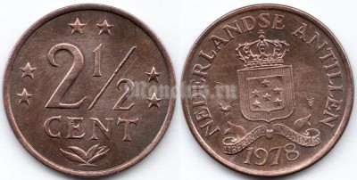 монета Нидерландские Антиллы 2½ цента 1978 год